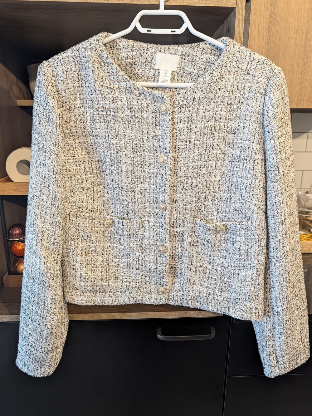 H&M Cream Tweed Cropped Blazer